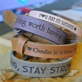 Dames armband leer met quote