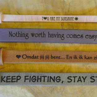 Dames armband leer met quote