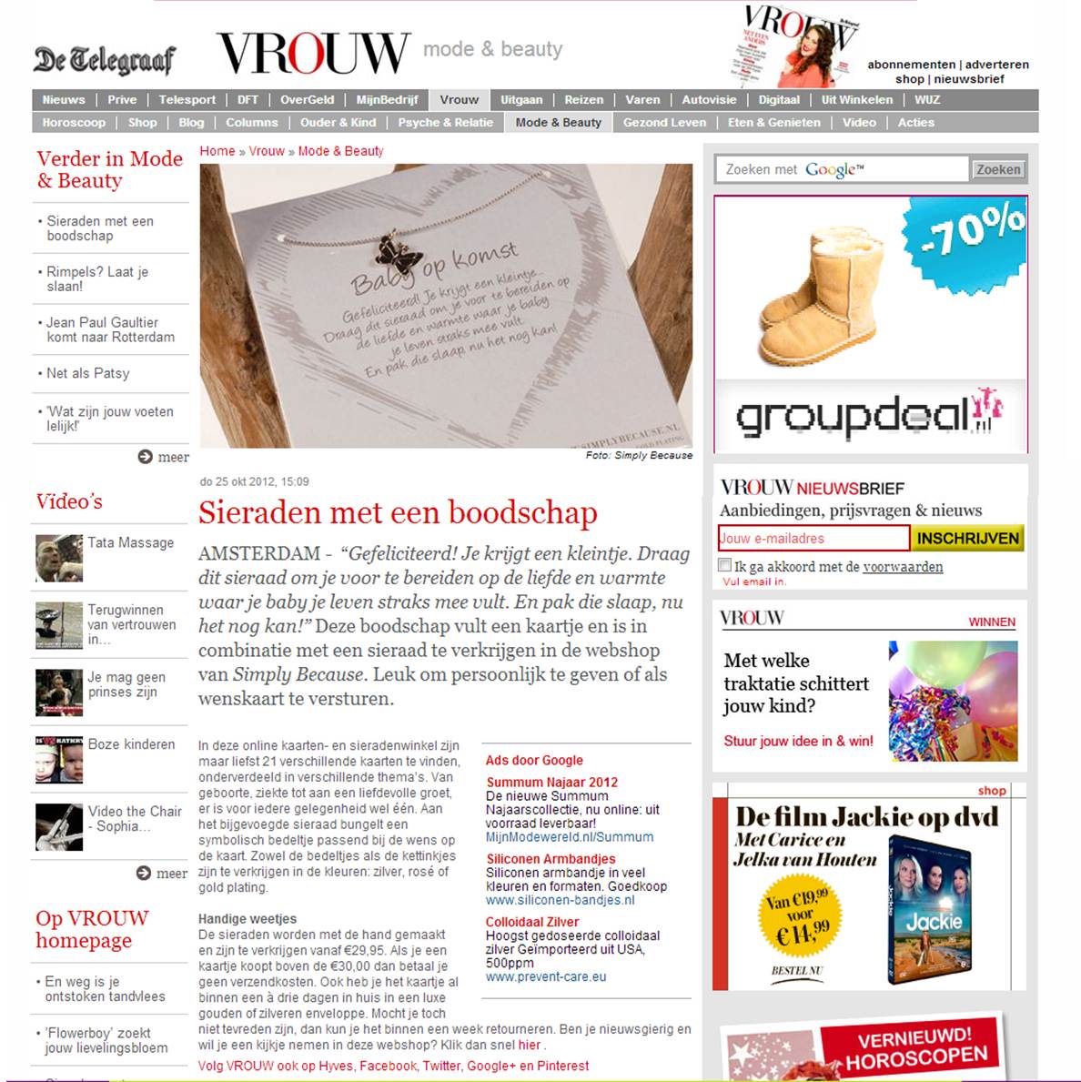 Simply Because in VROUW Telegraaf